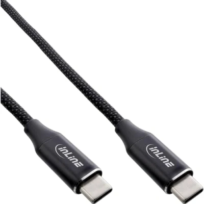 Abbildung von InLine MAGNETIC USB C Ladekabel, magnetisches Kabel, magnetischer Mantel, auf 100W (5A), Schnellladekabel, Nylon Gewebemantel, Strom und Datenübertragung, schwarz, 1,5m, 35884