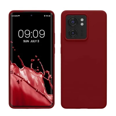 Abbildung von kwmobile Hülle kompatibel mit Motorola Edge 40 Silikon Handy Case Handyhülle weiche Oberfläche kabelloses Laden Rhabarber Rot