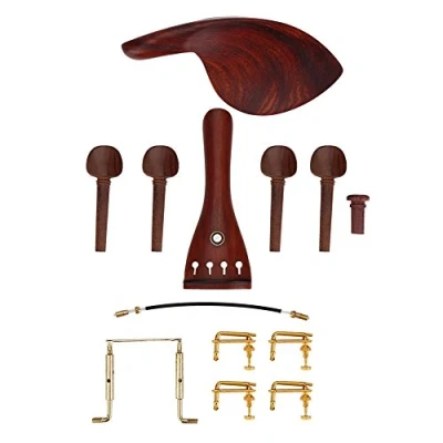 Abbildung von Alomejor 4/4 Violine Befestigungen Palisander Holz Saitenhalter Endbolzen Tuner Kinnstütze Schraube Stimmwirbel Musikinstrument Violin Parts