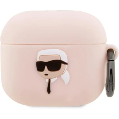 Abbildung von Karl Lagerfeld KLA3RUNIKP Hülle für Airpods 3 Rosa Silicone Head 3D