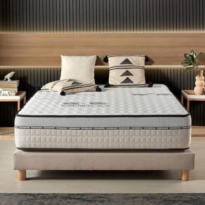 Abbildung von Naturalex Federkernmatratze 160x200 cm Visco Carbone Fest Blue Latex mit Aktivkohle Viskoelastisch HR Hybrid Anti Stress 7 Zonen Matratze Höhe 30 Öko Tex Zertifiziert