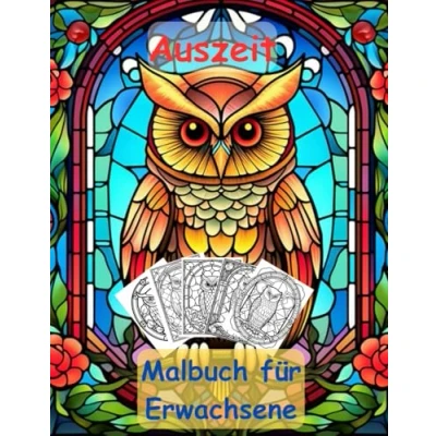 Abbildung von AUSZEIT Malbuch für Erwachsene: nimm dir Zeit dich 50 ausgewählte Motive Ausmalbilder Eulen aus Buntglas