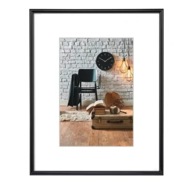 Abbildung von Hama Bilderrahmen 40 x 60 cm, mit Papier Passepartout 30 45 hochwertiges Glas, Kunststoff Rahmen, zum Aufhängen, schwarz