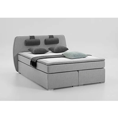 Abbildung von Atlantic Home Collection REX Boxspringbett, 7 Zonen Taschenfederkern, Härte H3, Hellgrau, 140 x 200 cm