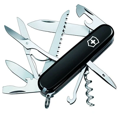 Abbildung von VICTORINOX Schweizer Taschenmesser Huntsman, 15 Funktionen, Swiss Made, Outdoor Multitool Inkl. Schere, Holzsäge, Schwarz