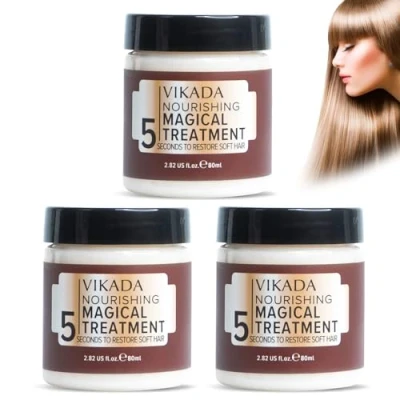 Abbildung von Vikada Nourishing Magical Treatment ​​5 Sekunden zur Wiederherstellung von weichem Haar, Haarmaske, Tiefenspülung für trockenes, geschädigtes Haar (3pcs)