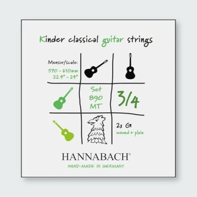 Abbildung von Hannabach 653089 Klassikgitarrensaiten Serie 890 3/4 Kindergitarre Mensur: 57 61cm Satz