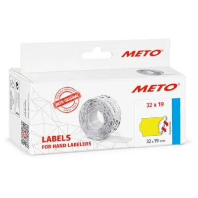 Abbildung von Meto Preisauszeichner Etiketten (32x19 mm, 2 Zeilig, 5.000 Stück, fluor gelb, permanent, Preisetiketten für Meto, Contact, Sato, Avery, Tovel, Samark etc.)