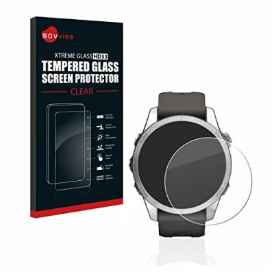 Abbildung von Savvies Panzer Schutz Glas für Garmin Fenix 7S Pro Solar (42 mm) 9H Hartglas, Anti Fingerprint, Displayschutz