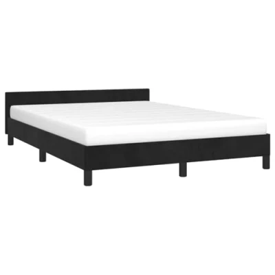Abbildung von vidaXL Bettgestell mit Kopfteil, Bettrahmen Lattenrost, Bett Polsterbett Stützbeinen, Schlafzimmerbett Doppelbett, Schwarz 140x200cm Samt