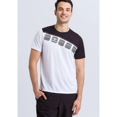 Abbildung von Erima Herren 5 C T Shirt, weiß/schwarz/dunkelgrau, S