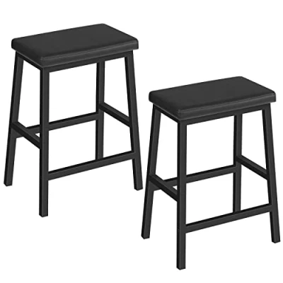 Abbildung von HOOBRO Barhocker 2er Set, Barstuhl, PU gepolsterter Frühstückshocker, einfache Montage, geeignet für Küche, Bar, Esszimmer, Schwarz EBB01MD01
