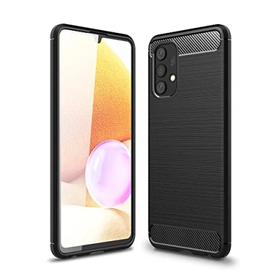 Abbildung von CoverKingz Handyhülle für Samsung Galaxy A32 4G Silikon Handy Hülle im Carbon Design Soft Case Phone Cover Schwarz