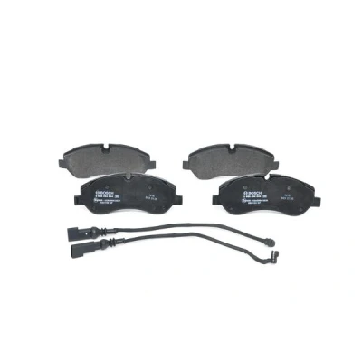 Abbildung von BOSCH 0 986 494 844 Bremsbelagsatz Low Metallic inkl. Verschleißwarnkontakt mit Anti Quietsch Blech FORD: Transit Custom V362 Kastenwagen kfzteile,