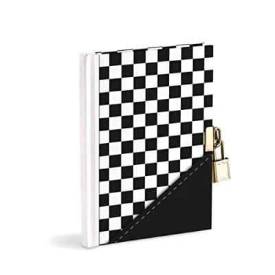 Abbildung von Mareli Geheimes Tagebuch 14,5 x 18,5 cm Black and White mit Metallschloss und 2 Schlüsseln