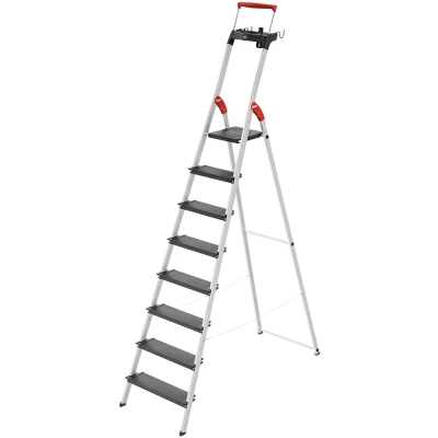 Abbildung von Hailo Stehleiter L100 TopLine, Alu Sicherheits Stehleiter, 8 Stufen