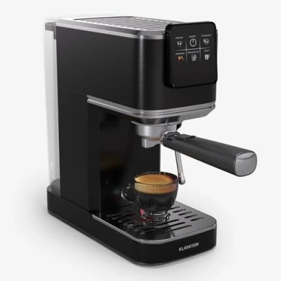 Abbildung von Klarstein Espressomaschine SteelPresso Slim Touch, Edelstahlfilter, Elektrisch 20 Bar Kaffemaschine Milchaufschäumer Touch