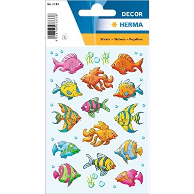 Abbildung von HERMA 3333 Aufkleber Fische Meer klein groß, 42 Stück, Tiere Sticker mit Fisch Motiv, Kinder Etiketten für Fotoalbum Tagebuch Poesiealbum Scrapbooking Geburtstag Dekoration Briefe DIY Basteln