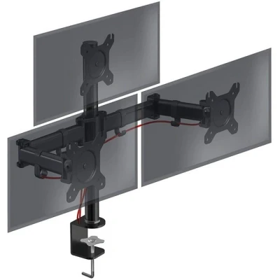 Abbildung von Duronic DM253 Monitor Halterung 3 Monitore für 13 27 Zoll Flach &amp; Curved Bildschirm 8kg, Tischhalterung Höhenverstellbar Neigbar Schwenkbar Drehbar, Vesa Halterung, Arm