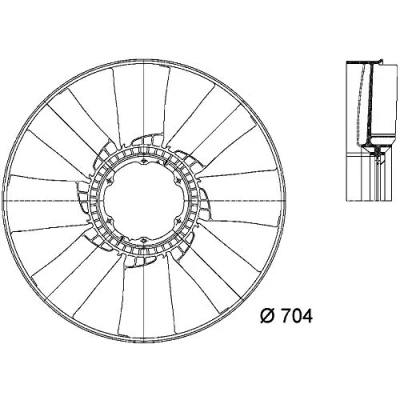 Abbildung von MAHLE ORIGINAL CFW 25 000P Lüfterrad, Motorkühlung 704mm
