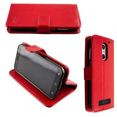 Abbildung von caseroxx Handy Hülle Tasche kompatibel mit PEAQ PSP 400 Bookstyle Case Wallet in rot