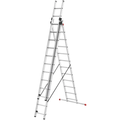 Abbildung von Hailo Vielzweckleiter &quot;HobbyStep combi&quot;, (Set), Aluminium Kombileiter 3 teilig 3x12 Sprossen