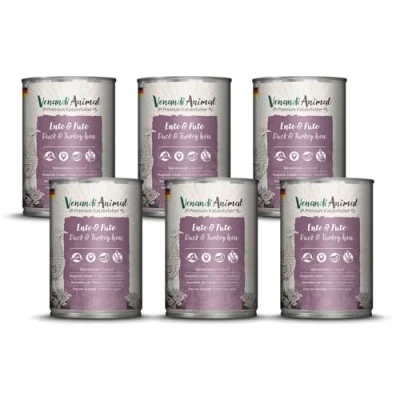 Abbildung von Venandi Premium Nassfutter für Katzen Ente &amp; Pute, 6 x 400g (6er Pack), getreidefrei mit extra viel Fleisch