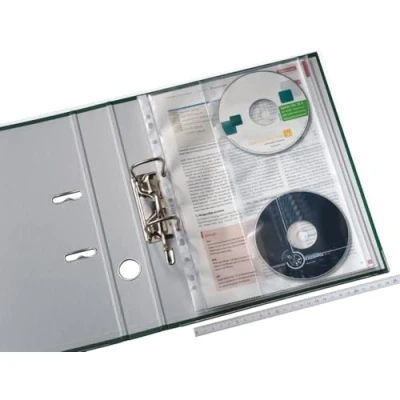 Abbildung von Leitz Prospekthüllen Set mit je 2 CD Klappen, 5 Stück, A4 Format, Farblos matter Oberfläche, 0,13 mm PP Folie, Dokumentenecht, 47613003