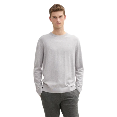 Abbildung von TOM Tailor Strickpullover, Herren, Größe: Large, Light stone grey melange