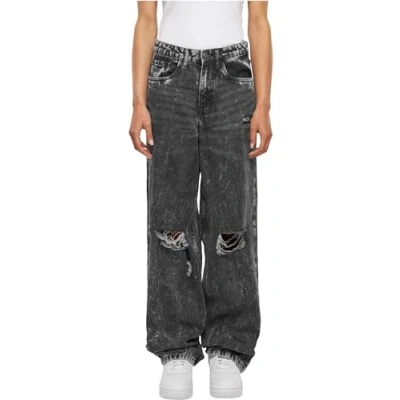Abbildung von Urban Classics Damen TB6155 Ladies Distressed 90&#039;s Wide Leg Denim Pants Hose, Black Charcoal Washed, 36