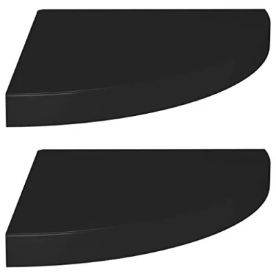 Abbildung von vidaXL 2X Eckregal Schweberegal Wandregal Bücherregal CD DVD Regal Wandboard Hängeregal Wand Dekoregal Freischwebend Schwarz 35x35x3,8cm MDF