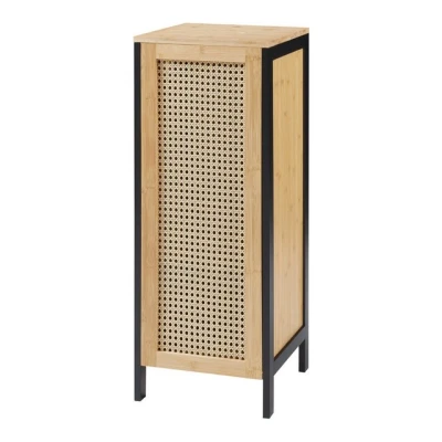 Abbildung von en.casa Wäschebox, »Tervola« 51 L 80x30x30 cm Schwarz / Bambus