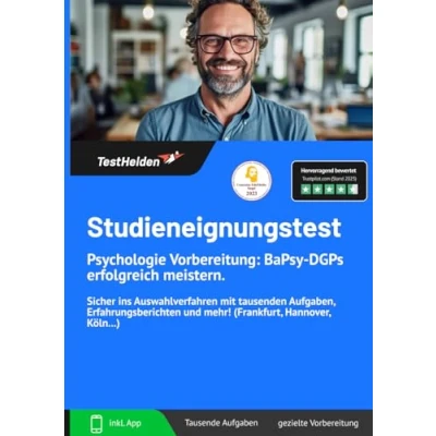 Abbildung von Studieneignungstest Psychologie Vorbereitung: BaPsy DGPs erfolgreich meistern. Sicher ins Auswahlverfahren mit tausenden Aufgaben, Erfahrungsberichten und mehr! (Frankfurt, Hannover, Köln...)