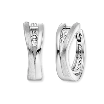 Abbildung von Engelsrufer filigrane Keep it so simple Damen Creole Xena aus Sterling Silber besetzt mit 4 weißen Zirkonia Steinen Clipverschluss nickelfrei Größe: 16mm