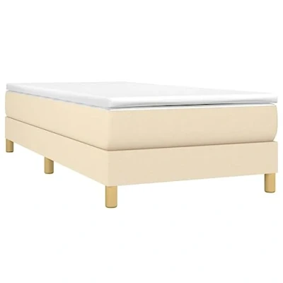 Abbildung von vidaXL Bettgestell, Polsterbett Bett für Schlafzimmer, Bettrahmen mit Lattenrost, Schlafzimmerbett Einzelbett, Creme 90x190cm Stoff