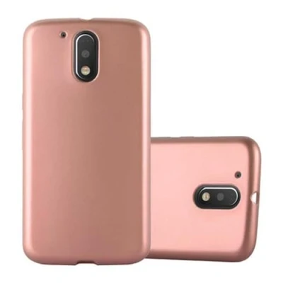Abbildung von Cadorabo Hülle kompatibel mit Motorola Moto G4 / Plus Schutzhülle TPU Silikon Case Metallic Design Slim Kratzfest Weiche Gummi Rundumschutz für in Gold