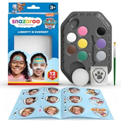 Abbildung von Snazaroo 1172235 Paw Patrol Schminkset Liberty &amp; Everestt 8 Gesichts und Körperfarben auf Wasserbasis mit Schwamm, Pinsel, Schablone, Anleitung