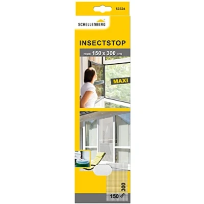 Abbildung von Schellenberg 50324 Fliegengitter für große Fenster Insektenschutz und Mückenschutz ohne Befestigungsband, 150 x 300 cm, weiß