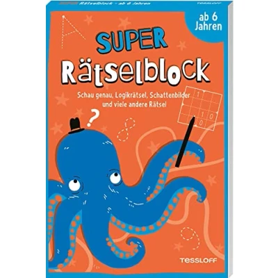 Abbildung von Super Rätselblock ab 6 Jahren. Schau genau, Logikrätsel, Schattenbilder und viele andere Rätsel: 128 Seiten Rätselspaß 25 unterschiedliche Rätselarten (Rätsel, Spaß, Spiele)