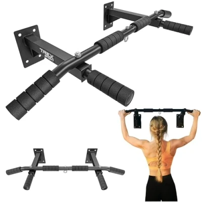 Abbildung von TREX SPORT Klimmzugstange zur Wandmontage TX 030PB 6 rutschfeste Griffe, Öse für Boxsack Pull Up Bar zuhause bis 250 kg