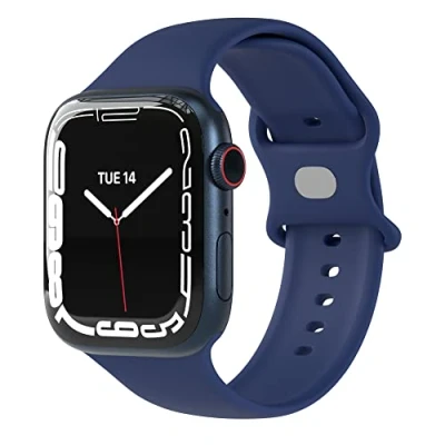 Abbildung von EAZY CASE Uhrenarmband Silicon Armband iWatch 9 8 7 6 5 4 3 2 1 SE Ultra, Sport Gummiband verstellbares Band mit Metallverschluss Dunkel Blau