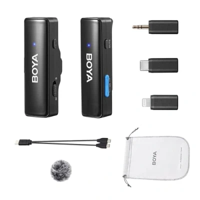 Abbildung von Boya Wireless Lavalier Mikrofon, BOYALINK A1 Mini Ansteckmikrofon für iPhone Android Kamera PC Laptop Videoaufnahme, Vlog, Podcast Live Stream Interview (TX+RX)