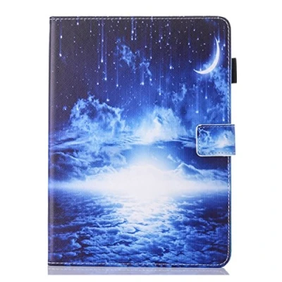 Abbildung von Bspring Hülle für iPad 9.7 Zoll 2018 2017 / Air 2 [Eckenschutz] Slim Fit Folio Kunstleder Schutzhülle Case mit Ständer und Auto Schlaf/Wach Funktion,Sternenhimmel