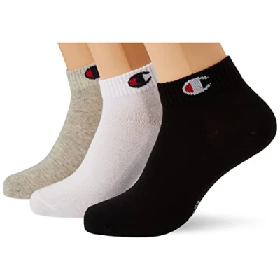 Abbildung von Champion Unisex Kinder Core Junior 3PP Quarter Socken, Hellgrau Meliert, Weiß, Schwarz, 31 34 (3er Pack)