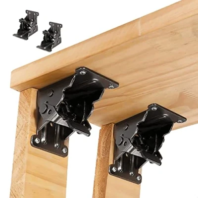 Abbildung von DXIA 2 Stücke Klappbeschlag, Tisch Klappenbeschlag Klappbar, Faltbare Stützhalterung Regal, Klappbare Verriegelung, Beinbeschläge und Eckverbinder, für Tischbeine Bänke Tischbein Scharnier