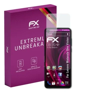 Abbildung von atFoliX Glasfolie kompatibel mit Lenovo Motorola One Vision / P50 Panzerfolie, 9H Hybrid Glass FX Schutzpanzer Folie