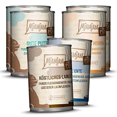 Abbildung von MjAMjAM Premium Nassfutter für Katzen Mixpaket V Purer Fleischgenuss, 6er Pack (6 x 400 g), getreidefrei mit extra viel Fleisch
