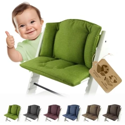 Abbildung von BAMBINIWELT Sitzkissen Auflage Bezug Ersatzkissen Kissen kompatibel mit Stokke Tripp Trapp Hochstuhl (meliert hellgrün)
