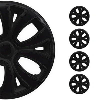 Abbildung von OMAC 4X Radkappen Radzierblenden Radblenden 15&quot; Zoll Stahlfelgen Glänzend Schwarz