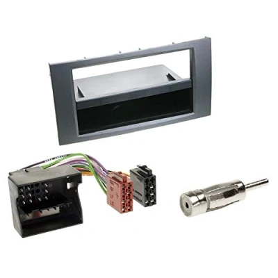 Abbildung von 1 Din Radio Einbauset Blende Radioanschlusskabel Antennenadapter für Ford Fusion (JU2 Facelift) anthrazit